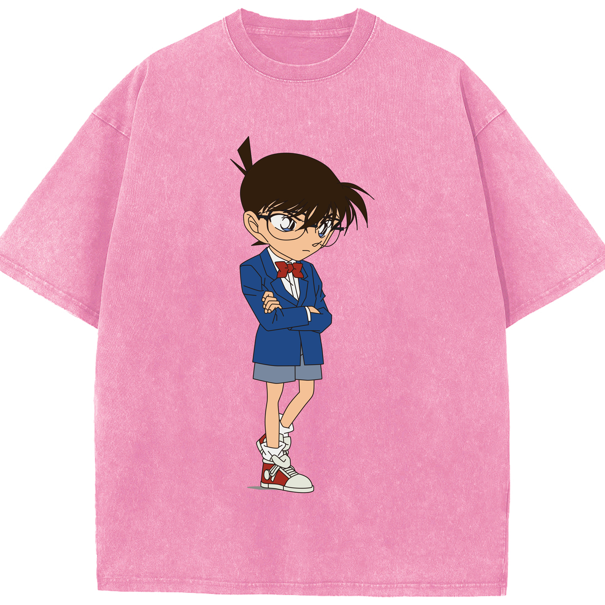 （画像用） 名探偵コナン 江戸川 コナン Detective Conan Conan Edogawa 綿100% ヴィンテージ風 半袖Tシャツ（フロントプリント）